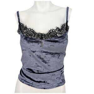 Cosmic Aura Crushed Velvet Lace Cami Top Cross Charm Fairy Whimsigoth Size 1X